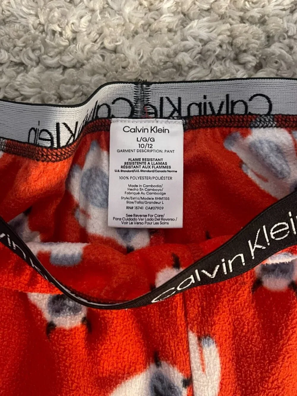 Calvin Klein Kids 10/12 Red Yeti Fleece Pajama Pants